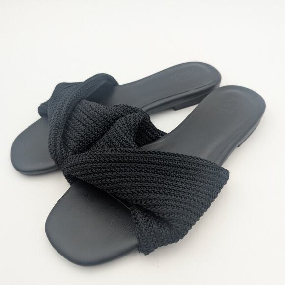 Nordstrom Chantelle Slide Sandal Women's Twist Front Black Size US8M EU39 - Picture 1 of 9